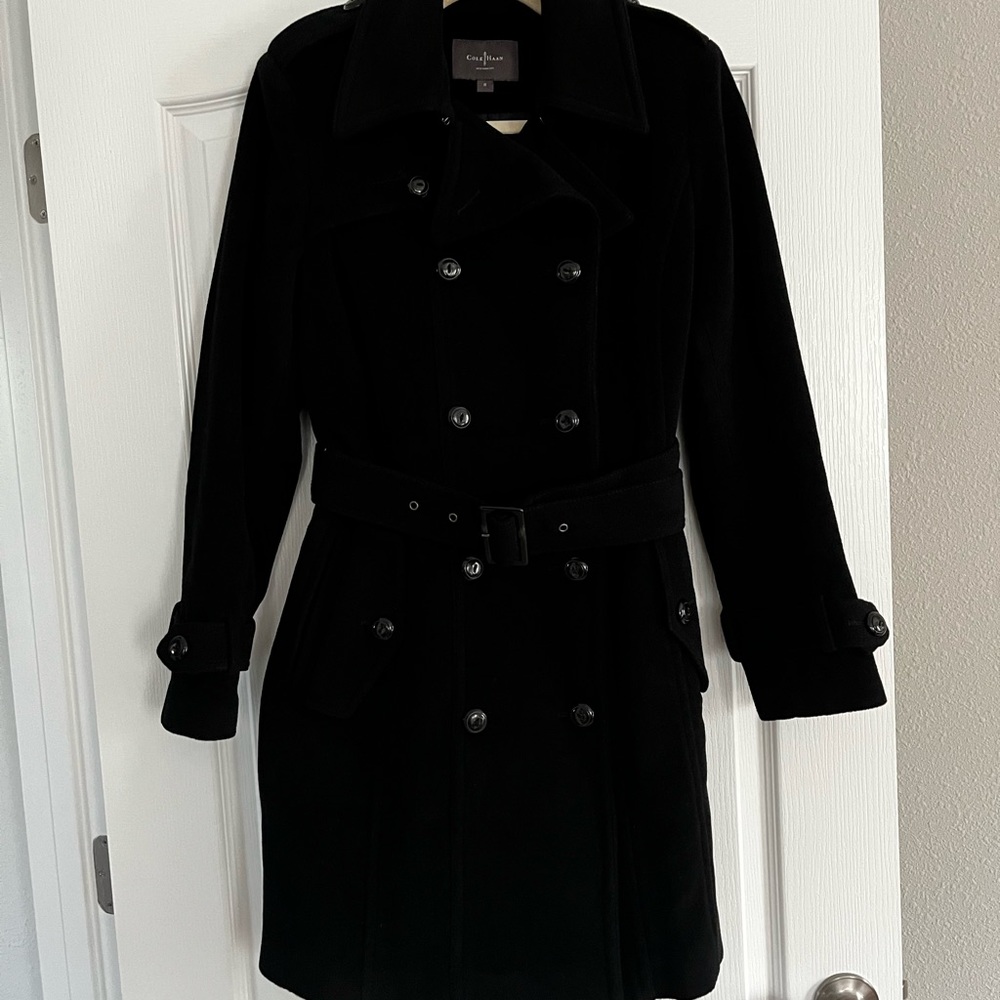 Cole Haan Wool Coat Size 8 Black